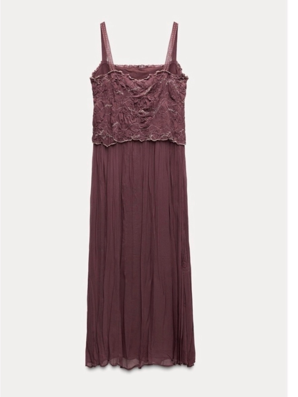 Zara Mauve embroidered Bodice Maxi Dress